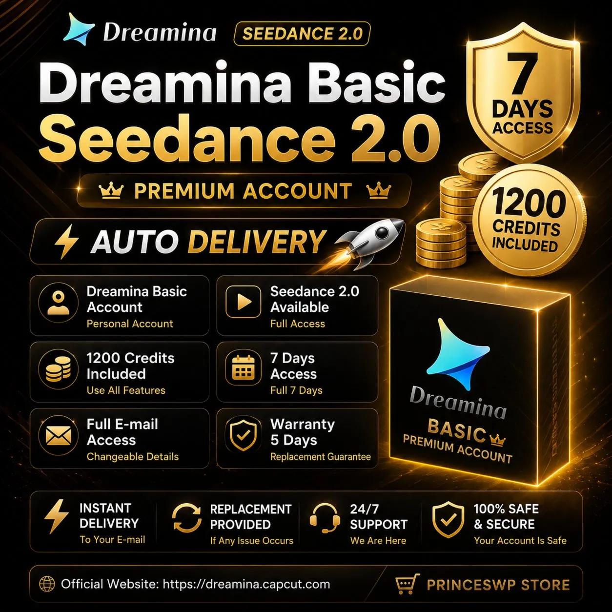 🚀 АВТОДОСТАВКА | DREAMINA BASIC | SEEDANCE 2.0 | 1200 КРЕДИТОВ | ЛИЧНЫЙ АККАУНТ