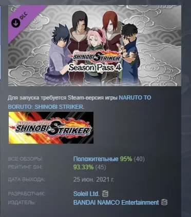 NARUTO TO BORUTO: SHINOBI STRIKER Season Pass 4 DLC АВТОДОСТАВКА STEAM РОССИЯ
