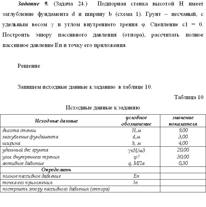 Механика грунтов (Задача 9)