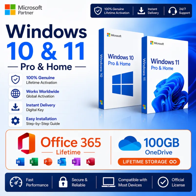 Windows 10/11 Pro и Home Global Ключ активации онлайн, 32/64-бит + Office 365 100GB