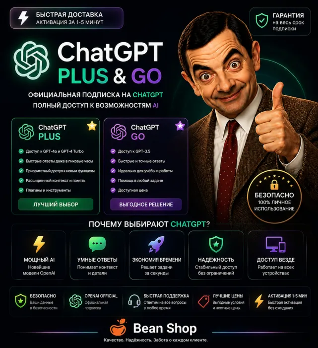 Чат GPT GO | PLUS 5.5 | НА ВАШ АККАУНТ [БЫСТРО]