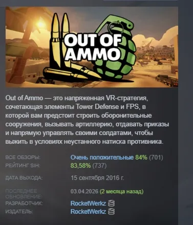Out of Ammo АВТОДОСТАВКА STEAM РОССИЯ