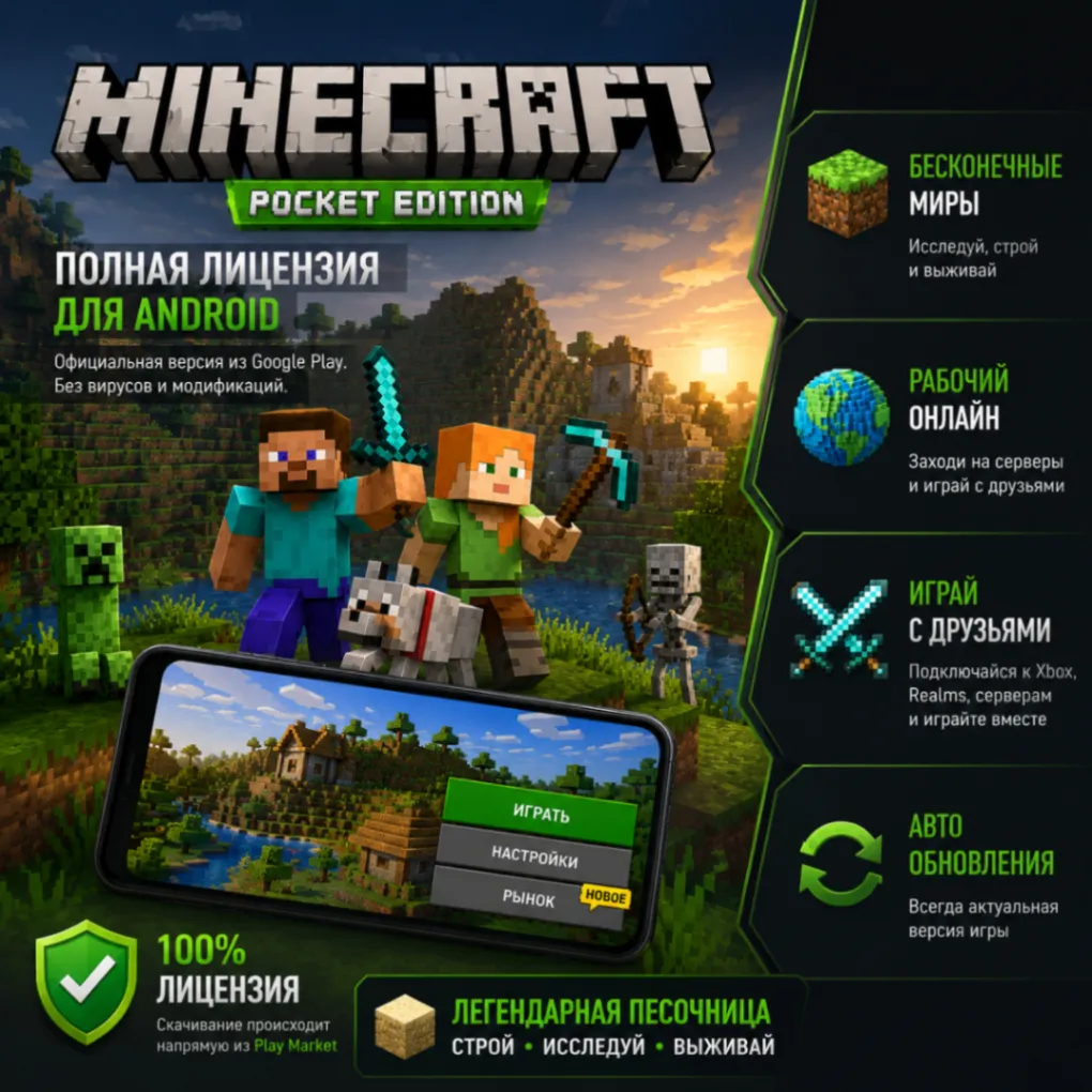 ⛏️ Minecraft: Pocket Edition — Full License (Android)