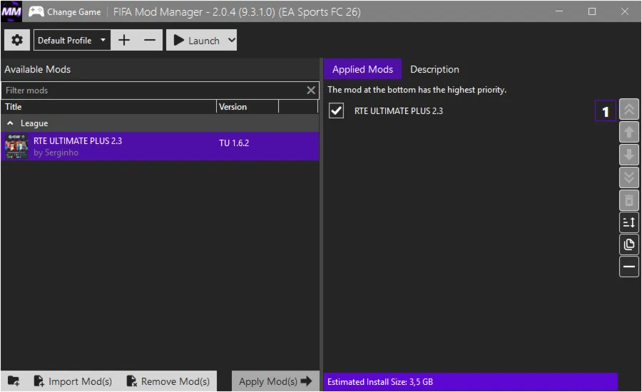 FC 26 - RTE ULTIMATE PLUS RPL by SERGINHO v2.3 TU 1.6.2