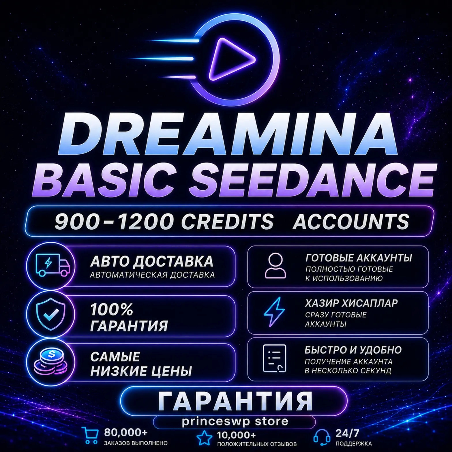 АВТОДОСТАВКА | DREAMINA BASIC | SEEDANCE | 900-1200 КРЕДИТОВ | ЛИЧНЫЙ АККАУНТ