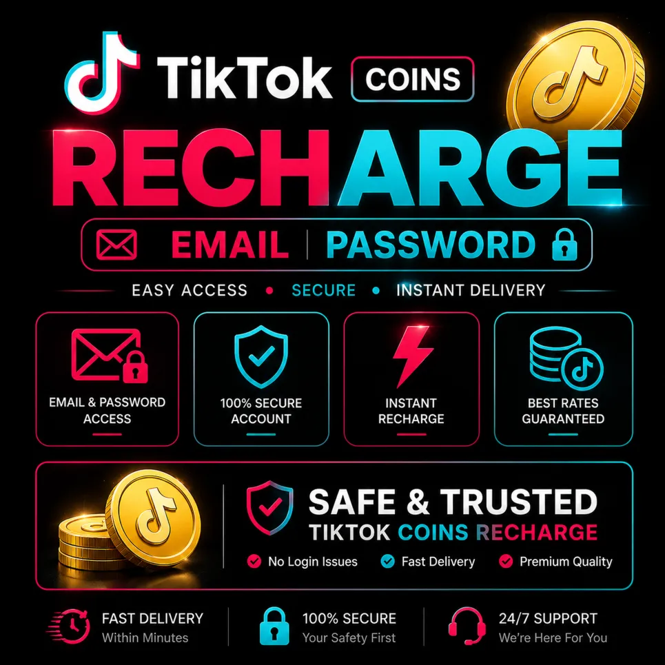 TikTok Coins Recharge – Email Password | Fast & Safe | Trusted Service