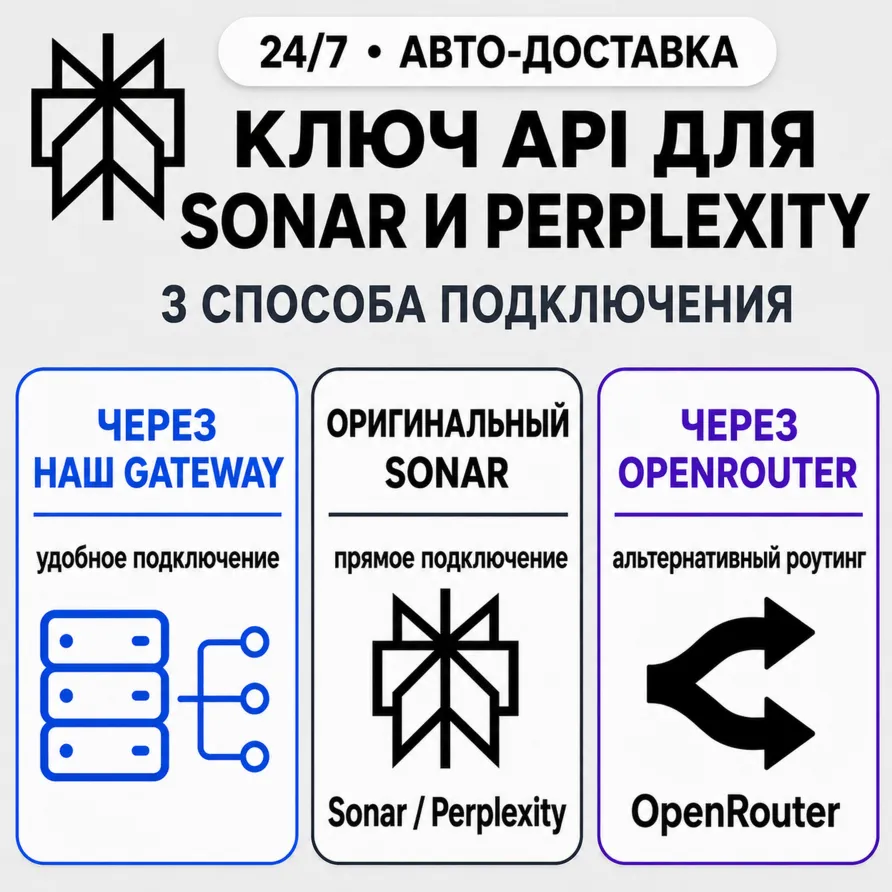 [24/7] API-ключ Sonar | Работает везде (в т. ч. в РФ) | Все модели | Perplexity