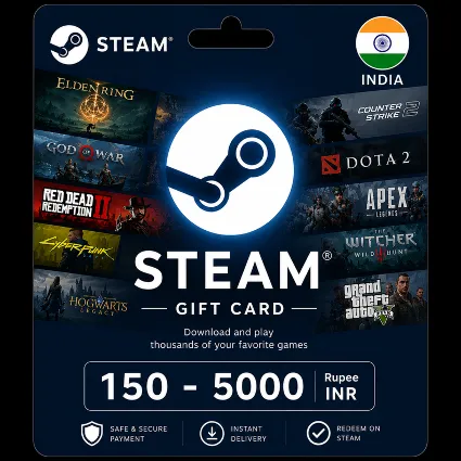 STEAM WALLET TOP-UP 150 - 5000 INR(Rupee) INDIA