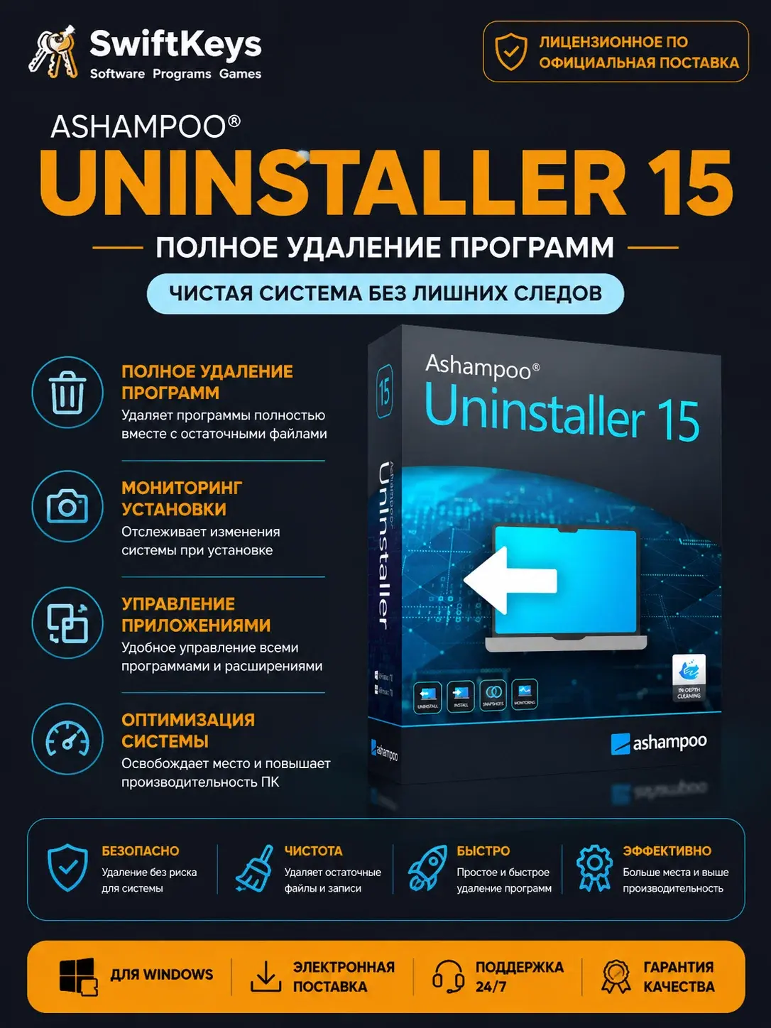 Ashampoo UnInstaller 15 / Windows / Бессрочная лицензия