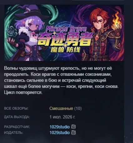 Miracle Brave: Линия обороны от чудовищ АВТОДОСТАВКА STEAM РОССИЯ