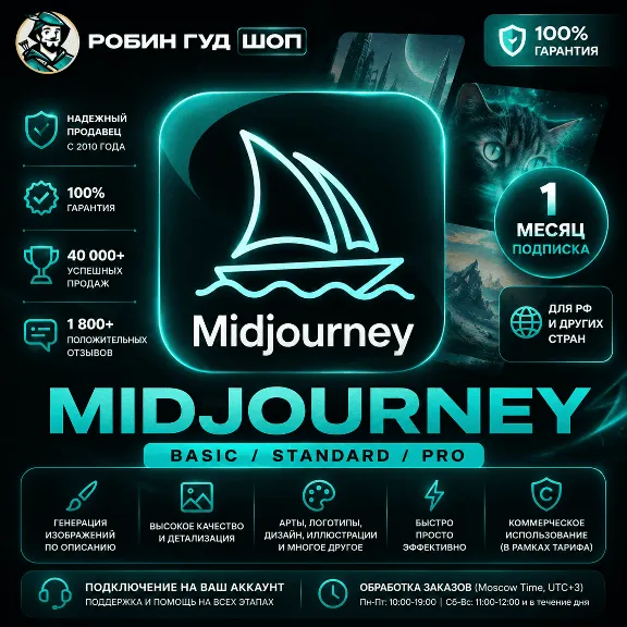 MIDJOURNEY BASIC / STANDARD / PRO | 1 МЕСЯЦ | НА ВАШ АККАУНТ