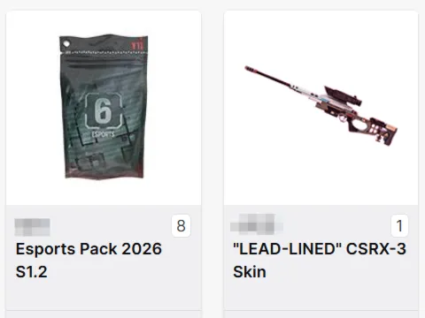 Rainbow Six Siege 9/9  Скин «LEAD-LINED» для CSRX-3, набор ×8  R6S S1 Twitch Drop