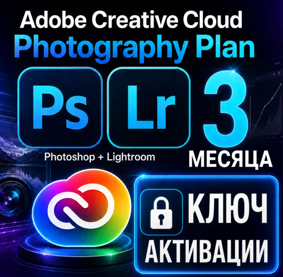 Adobe Creative Cloud Photography Plan – подписка 3 месяц | ключ активации Photoshop +