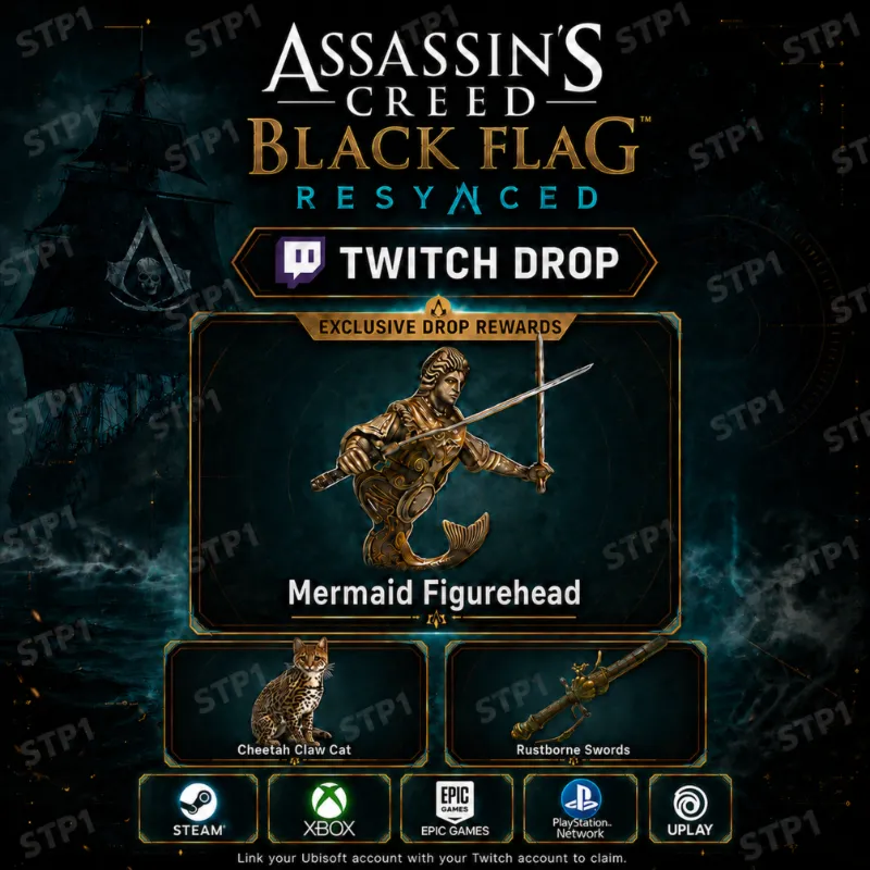 Assassin's Creed Black Flag Resynced 3/3Кот, Rustborne Swords, MermaTwitch Drop