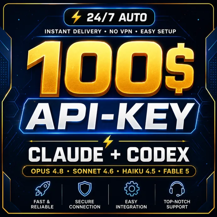 [AВТО 24/7] $100 API Claude Code / Codex — Key + Base URL, Opus 4.8 / GPT-5.6