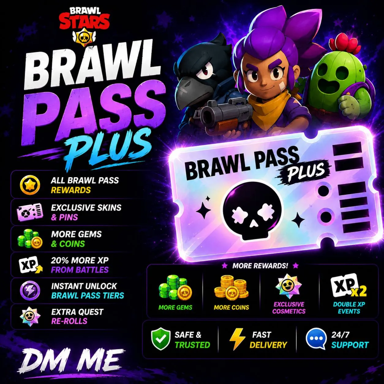 BRAWL PASS PLUS  Global Available  Fast Delivery  Logout SS Provided