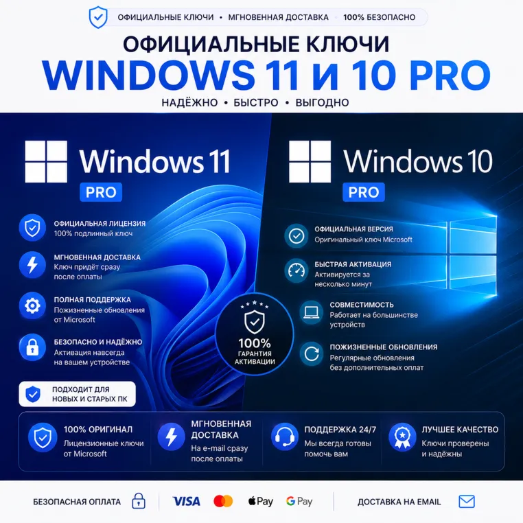 Windows 10 / 11 PRO Оригинальный Ключ Лицензии ГЛОБАЛЬНЫЙ [Автовыдача 24/7]