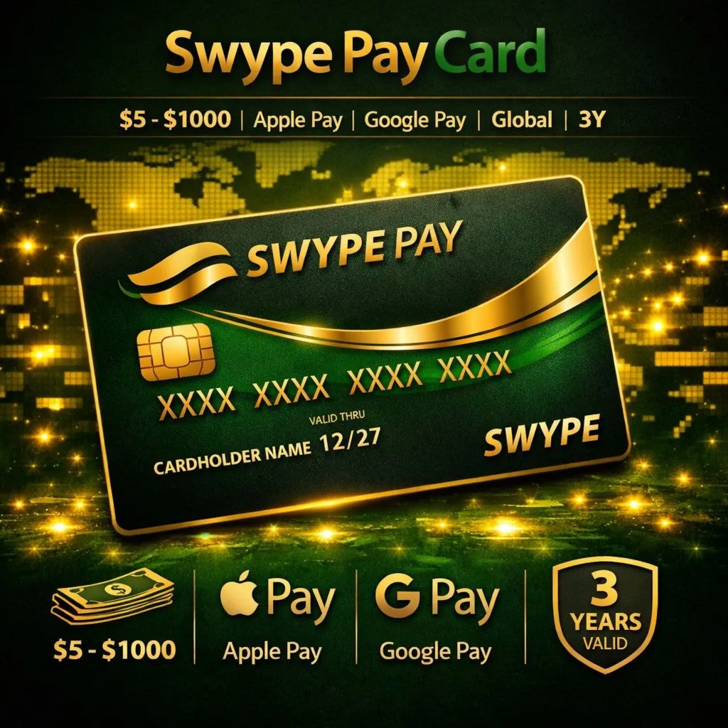 Swype Virtual Payment Card | $5–$1000 | Apple Pay &amp; Google Pay | Global | 3 Years