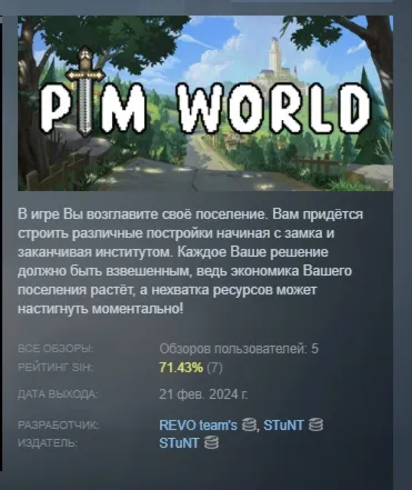 PiM World STEAM KEY REGION FREE GLOBAL+РОССИЯ