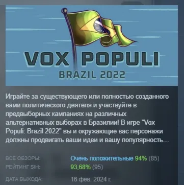 Vox Populi : Brazil 2022 АВТОДОСТАВКА STEAM РОССИЯ