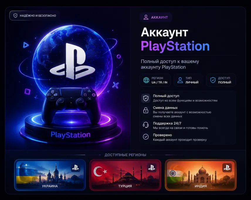Новый аккаунт PlayStation ТУРЦИЯ УКРАИНА ИНДИЯ -