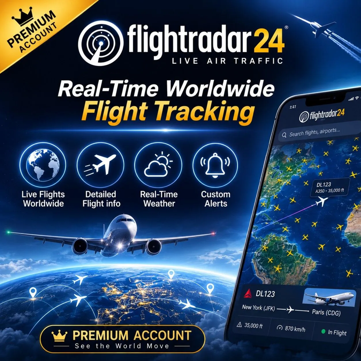 Подписка на Flightradar24 на 1-12 месяцев / ЛУЧШИЕ ЦЕНЫ / МГНОВЕННАЯ ДОСТАВКА