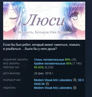 Люси -Вечность, Которую Она Желала- АВТОДОСТАВКА STEAM РОССИЯ