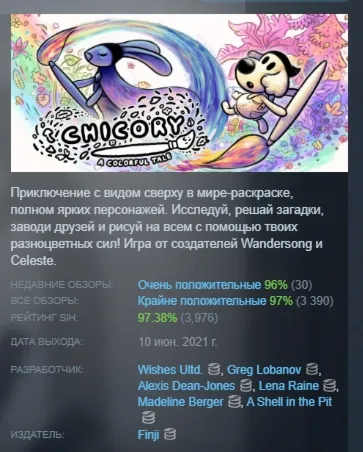 Chicory: A Colorful Tale АВТОДОСТАВКА STEAM РОССИЯ
