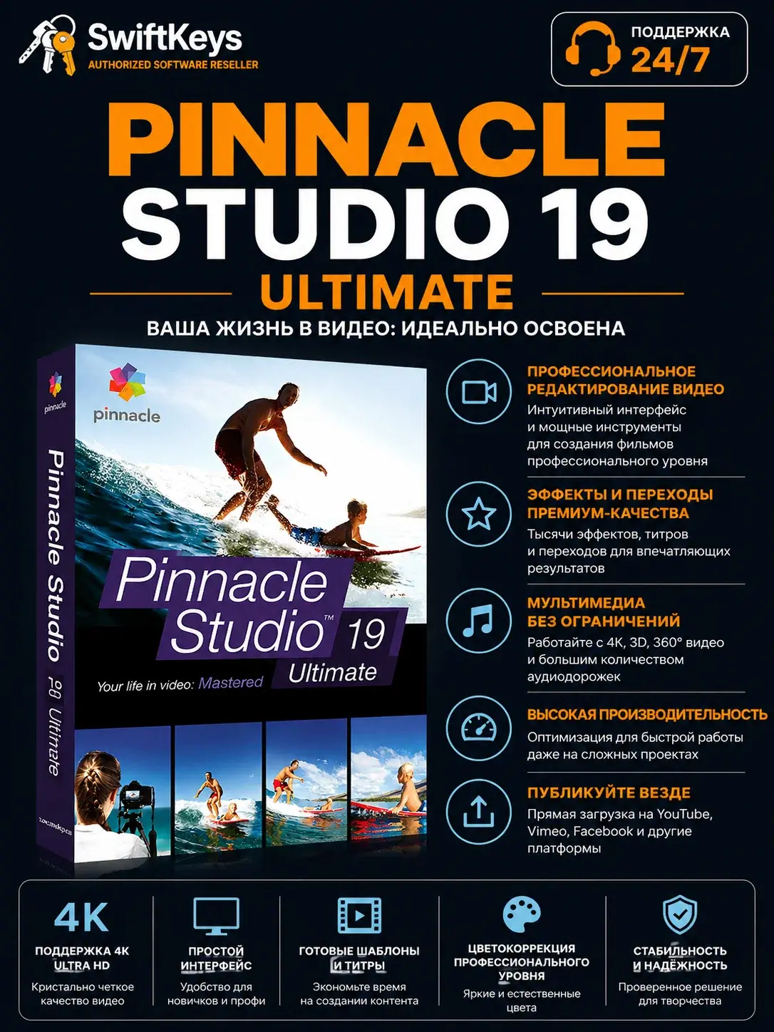 Pinnacle Studio Ultimate 19 / Бессрочная лицензия