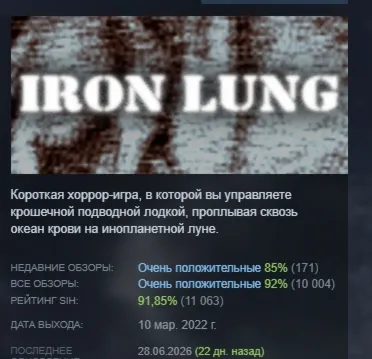 Iron Lung АВТОДОСТАВКА STEAM РОССИЯ