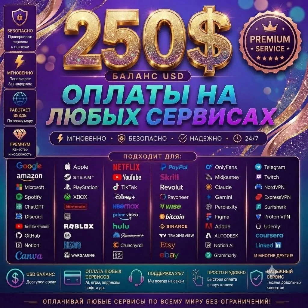 250$ US Card Premium Access: Tiktok, Fiverr, Google