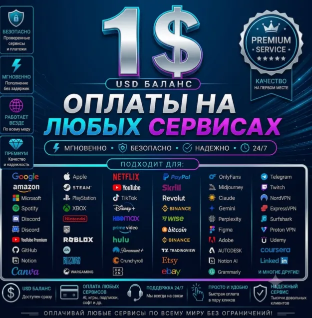 1$ Card GlobalPAY IN ANY Servicesany Subscriptions