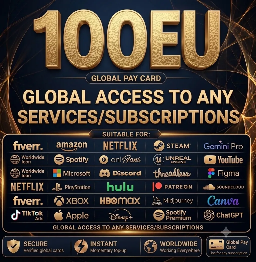 100$ Card GlobalPAY IN ANY Servicesany Subscriptions