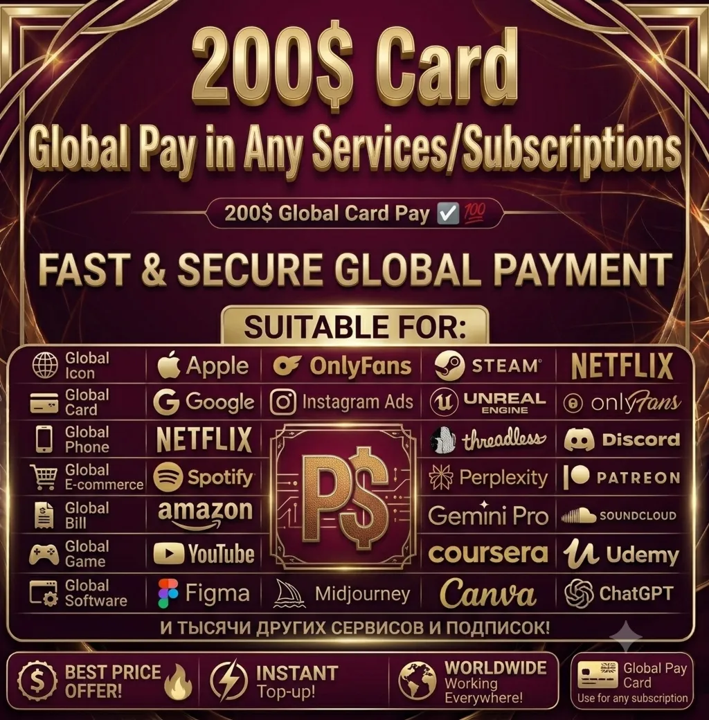 200$Card GlobalPay in Any Services/Subscriptions⭐