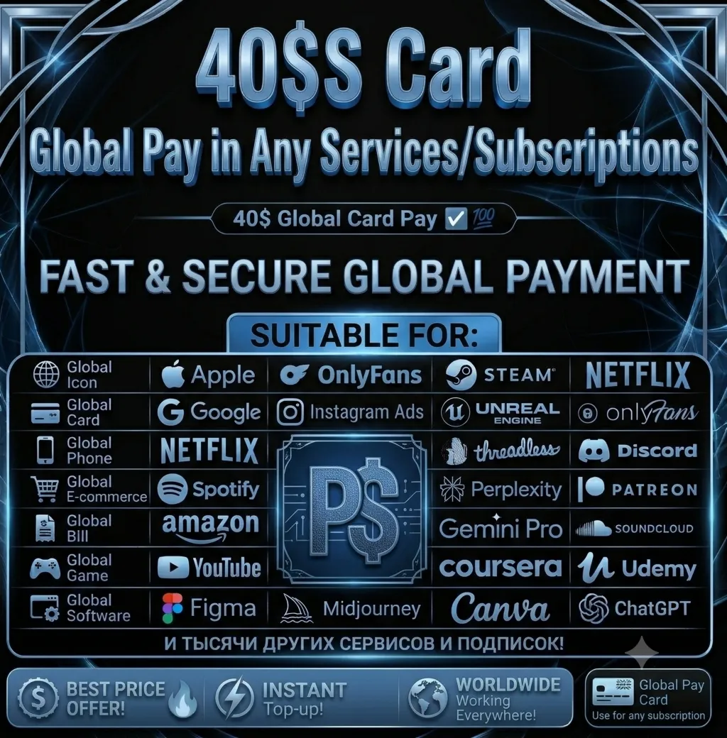 40$ US Card for Google Play, Apple Pay, Games & Online Services