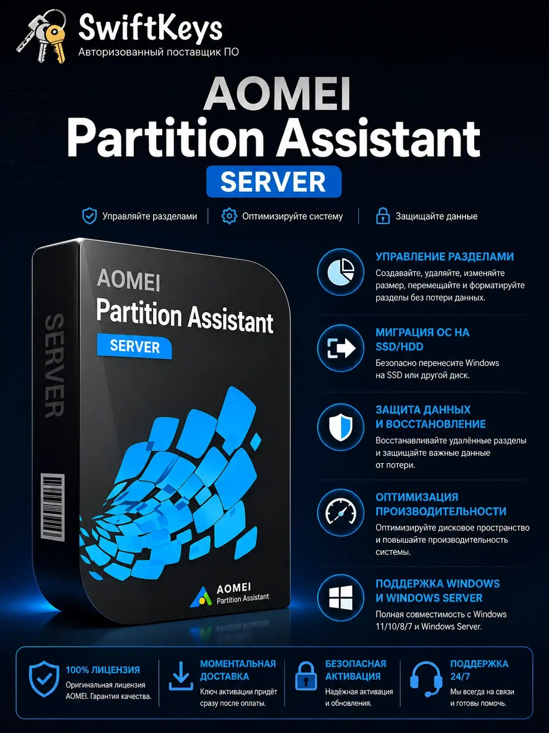 AOMEI Partition Assistant 8.5 Server / Бессрочный ключ