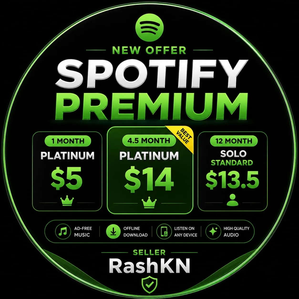 Spotify Premium New (1,4 или 12 месяцев) — тарифы Platinum и Standard