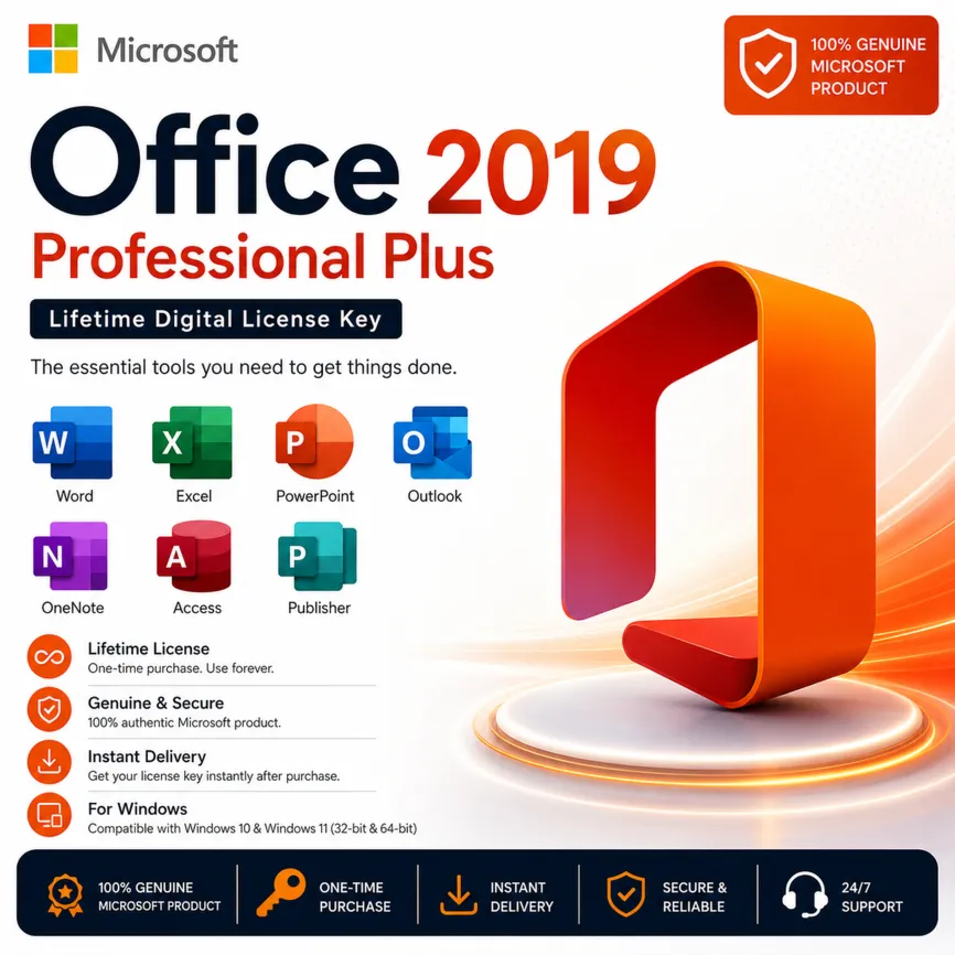 Microsoft Office Professional Plus 2019 – Lifetime Digital License Key (Windows PC