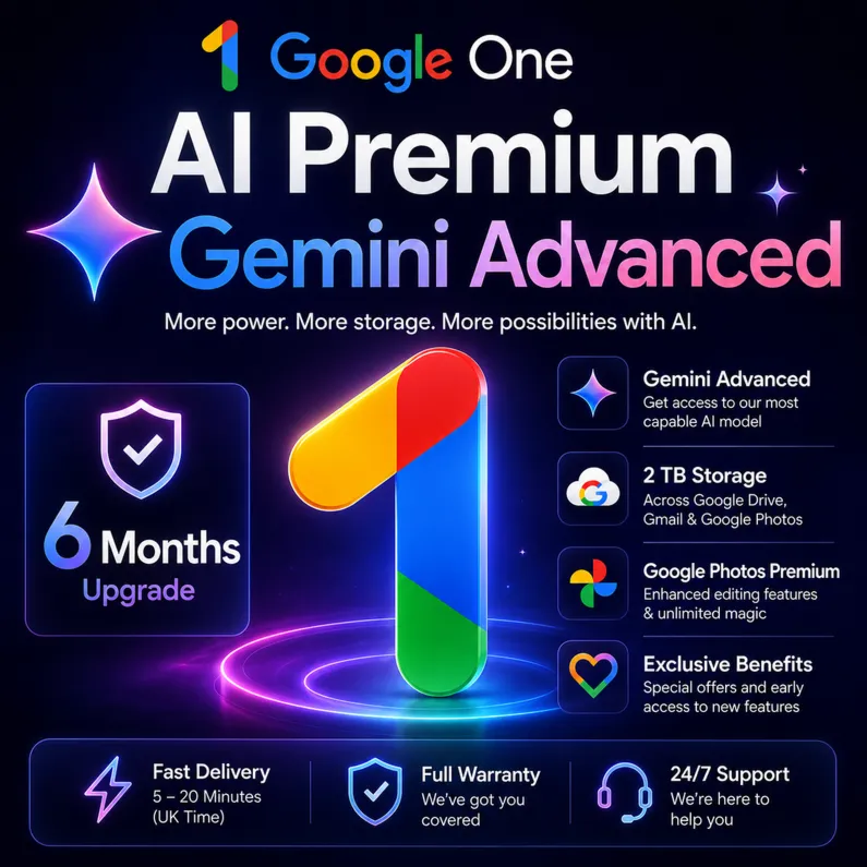 Google One AI Premium– 6Months Gemini Advanced |Upgrade |fast Delivery
