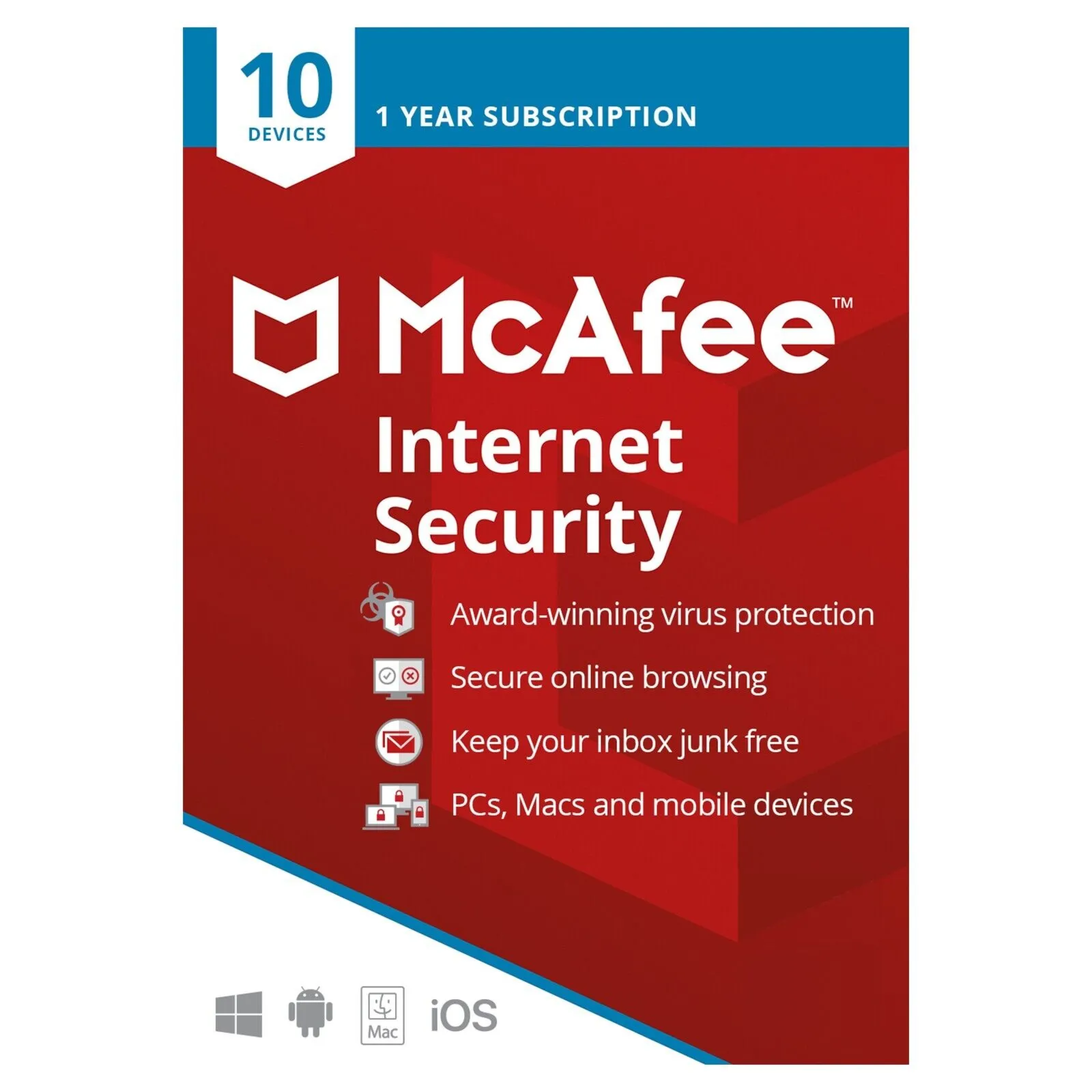 McAfee Internet Security | 10 ПК | 1 год | Ссылка для скачивания | Только для Windows