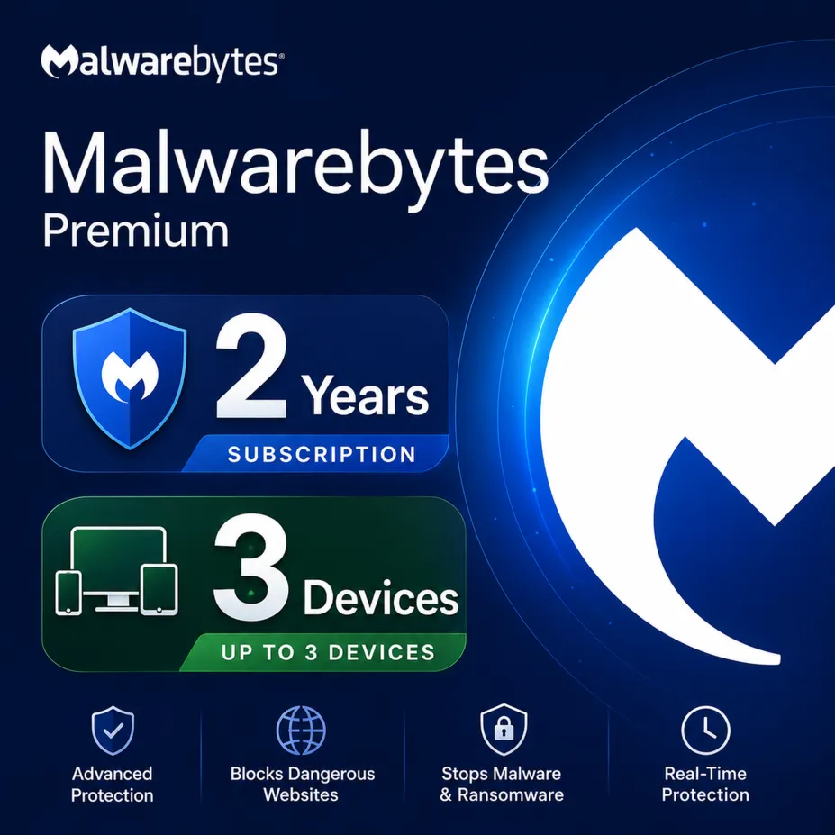 Malwarebytes Premium | Подписка на 2 года | 3 устройства | Личный аккаунт