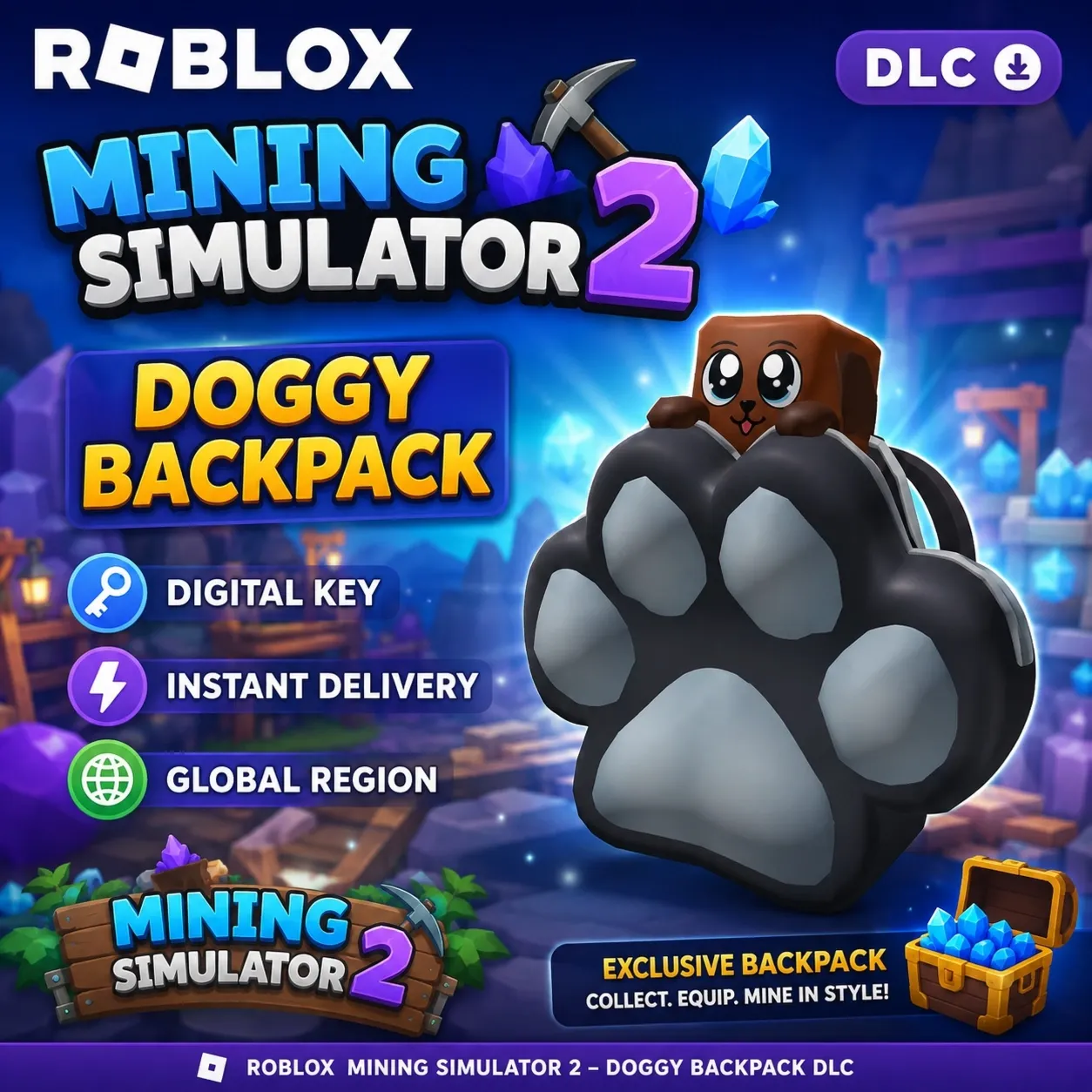 Doggy Backpack - Mining Simulator 2 Roblox Ключ