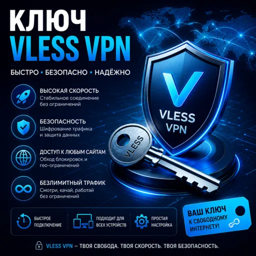 Ключ VLESS VPN от 1 месяца 3 локации безлимит