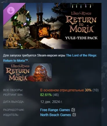 The Lord of the Rings: Return to Moria™ — «Йольский набор» DLC Steam Россия