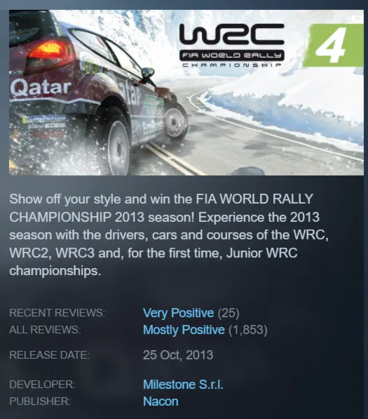 WRC 4 FIA World Rally Championship (Steam Key GLOBAL)