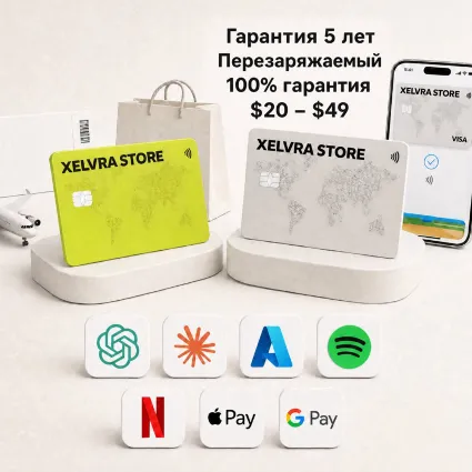 Глобальная Платёжная Карта | Пополняемая | $20-$49 | Apple Pay | Google Pay | ChatGPT