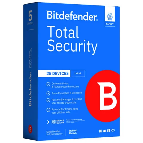 Bitdefender Total Security (Family) 25 Devices 1 Year NG Region