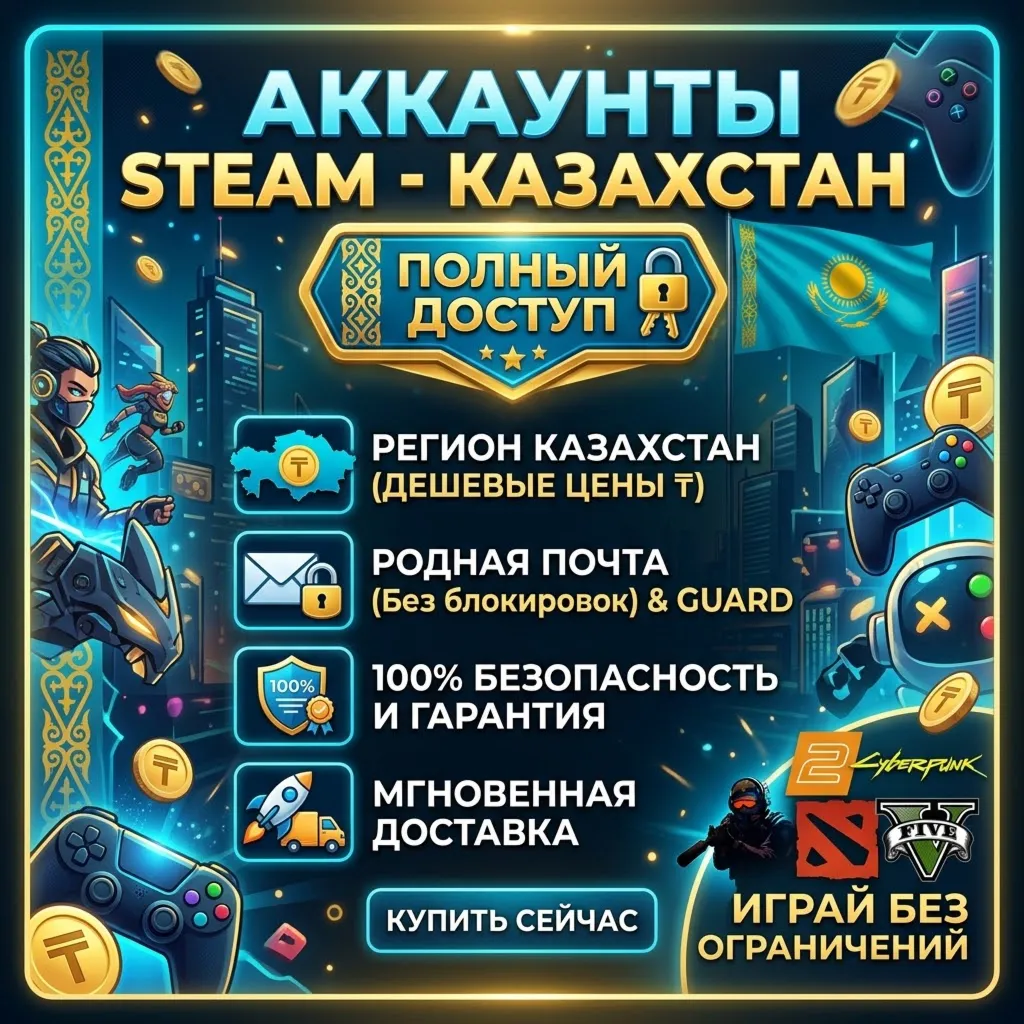 Аккаунты Steam - Казахстан, Полный доступ