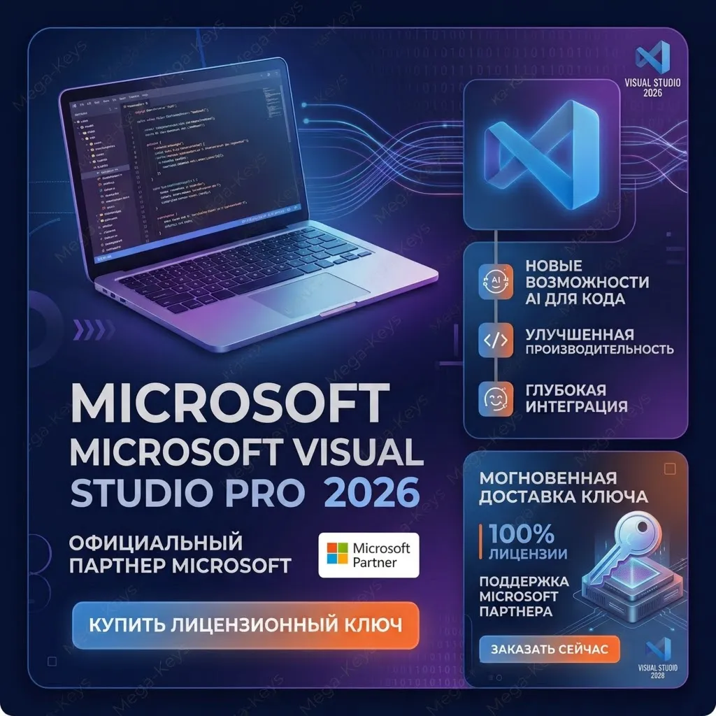 Microsoft Visual Studio Pro 2026 Партнер Microsoft | Купить лицензионный ключ