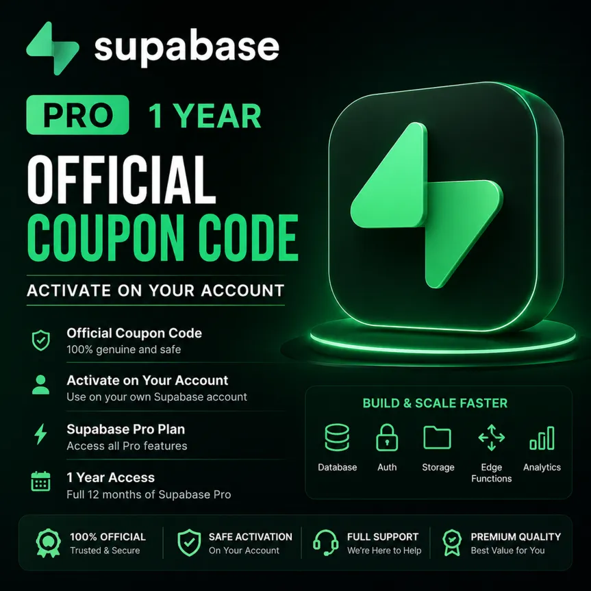Supabase Pro (1 год) | Официальный код купона | Активация в вашем аккаунте